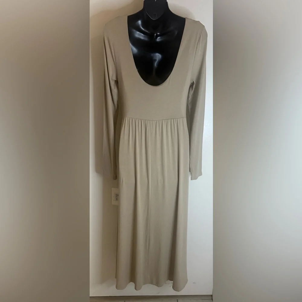 Elegant Tan  Long Sleeve Dress - Picture 3 of 4